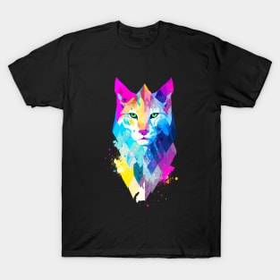 Lynx Wild Nature Animal Colors Art Paint T-Shirt